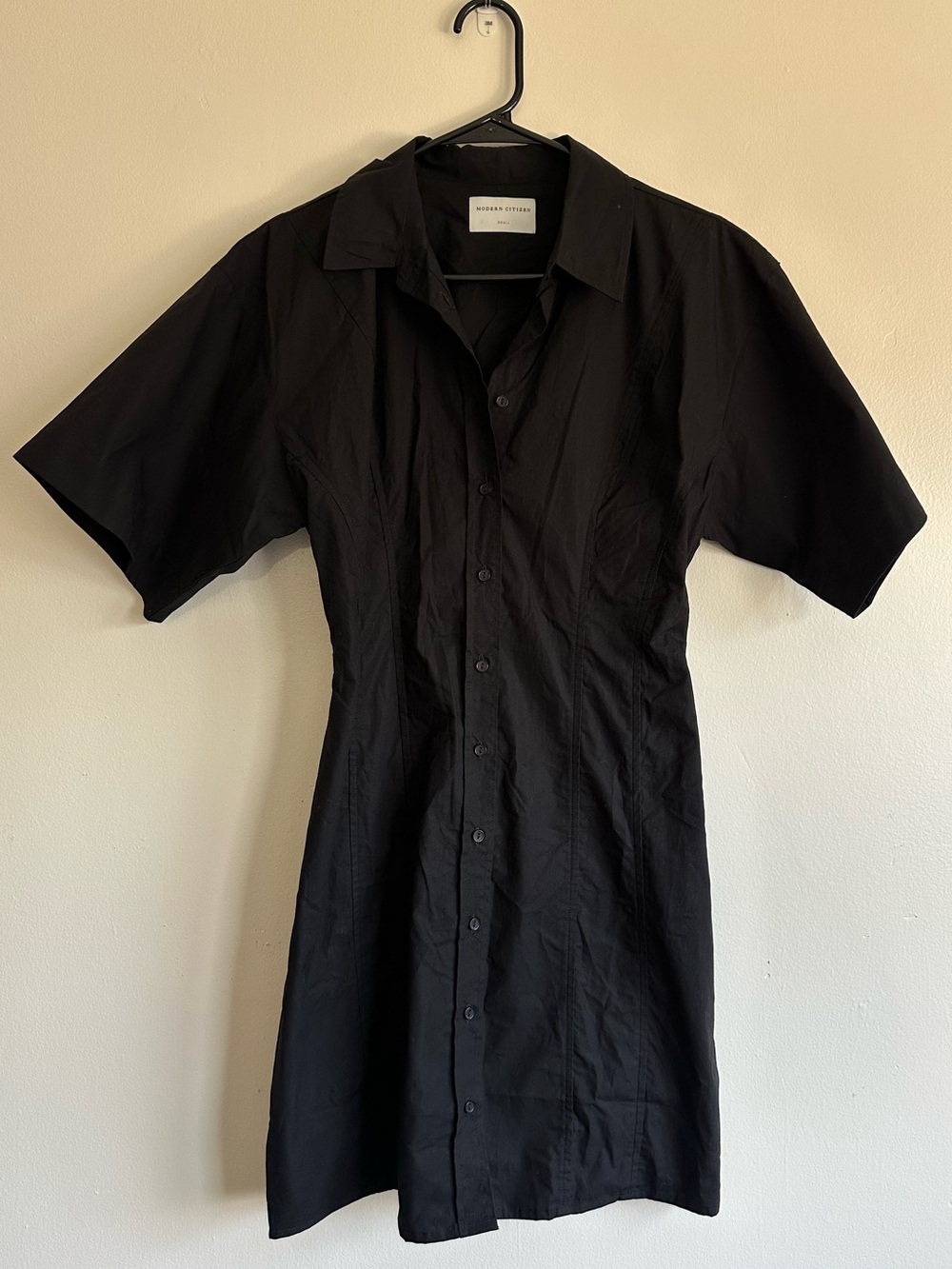 Modern Citizen Black Collared Button Shirt Dress
